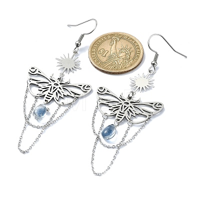 201 Stainless Steel Butterfly Dangle Earrings EJEW-TA00367-02-1