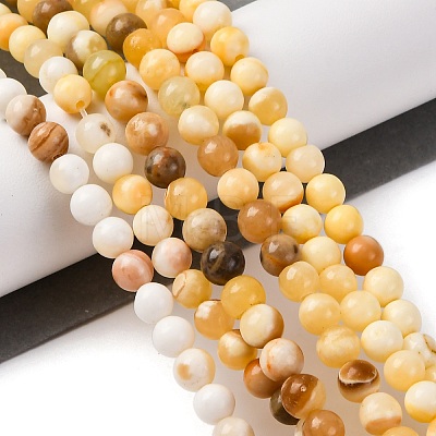 Natural Yellow Jade Beads Strands G-F591-17-6MM-1