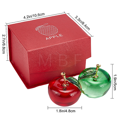  2Pcs 2 Colors Apple Glass Home Ornaments DJEW-NB0001-31-1