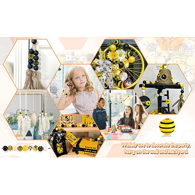 Kissitty DIY Bee Wooded Ornaments Kit DIY-KS0001-28-1