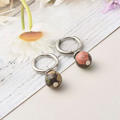 Natural Plum Blossom Jade Beads Earrings for Girl Women Gift EJEW-JE04607-01-1