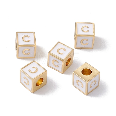 Rack Plating Brass Enamel Beads KK-B060-04G-04C-1