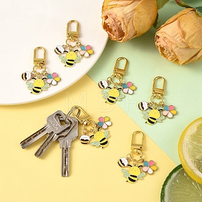 6Pcs Alloy Enamel Bees & Flower & Honey Jar Pendant Decorations HJEW-YW00457-1