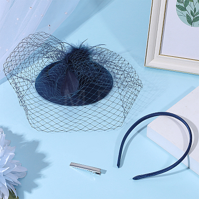 Wedding EVA & Feather Hat Hair Clips and Hair Bands for Women OHAR-WH0034-38-1