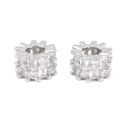 Brass Micro Pave Clear Cubic Zirconia European Beads KK-B186-18P-1