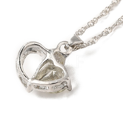Resin Heart Pendant Necklace with Singapore Chains NJEW-C003-01B-1