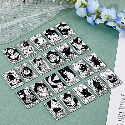 HOBBIESAY 22Pcs 22 Style Tarot Theme Printed Acrylic Pendants MACR-HY0001-08-1