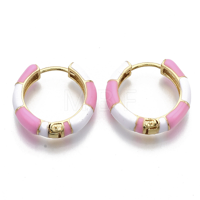 Brass Huggie Hoop Earrings EJEW-S209-08-1