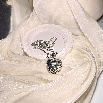 Vintage Plastic Carved Heart Pendant Ball Chain Necklaces for Women JL7014-1
