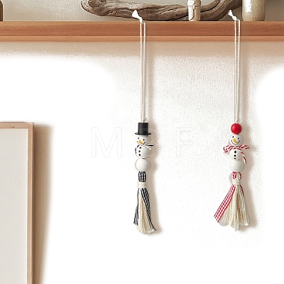 Wood Christmas Snowman Tassels Pendant Decorations PW-WG21DA5-01-1