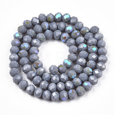 Electroplate Opaque Solid Color Glass Beads Strands EGLA-A034-P8mm-L23-1