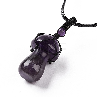 Natural Amethyst Mushroom Pendant Necklace NJEW-E065-01C-1