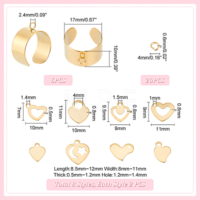 Unicraftale DIY Charms Cuff Ring Making Kit STAS-UN0051-38-1