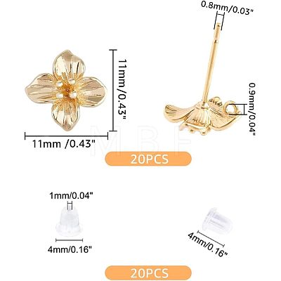 20Pcs Brass Stud Earring Findings KK-FH0004-63-1