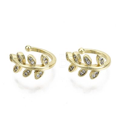 Brass Micro Pave Cubic Zirconia Cuff Earrings KK-N227-44-NF-1