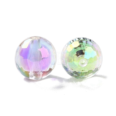 UV Plating Rainbow Iridescent Acrylic Beads OACR-H112-16B-1