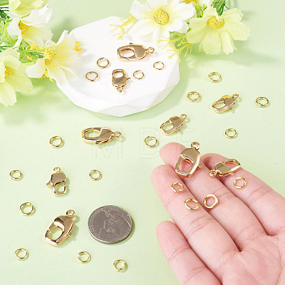10Pcs 2 Styles Brass Lobster Claw Clasps KK-TA0009-15-1