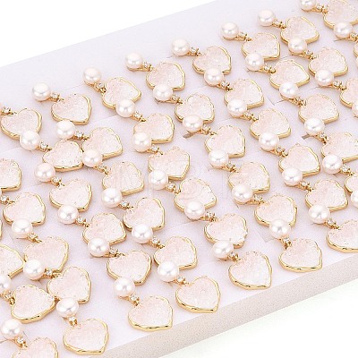 Heart Brass Micro Pave Clear Cubic Zirconia Dangle Stud Earrings PEAR-N017-07B-1