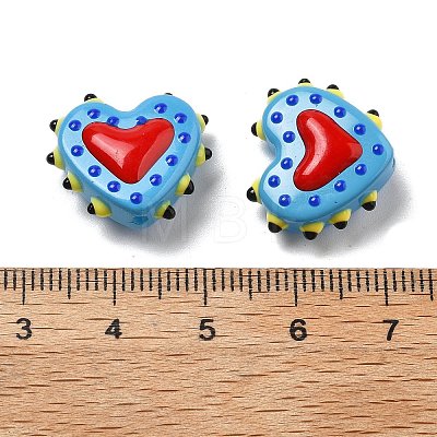 Baking Paint Glass Bumpy Beads Heart X-LAMP-V001-07B-1
