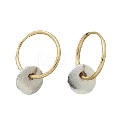 Two Tone Flat Round Alloy Hoop Earrings FS-WG41E3F-01-1