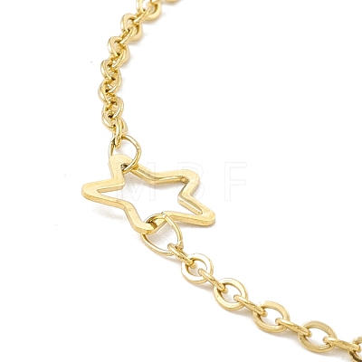 Vacuum Plating 304 Stainless Steel Moon and Star Link Anklet with Cable Chains for Women STAS-E001-22G-1