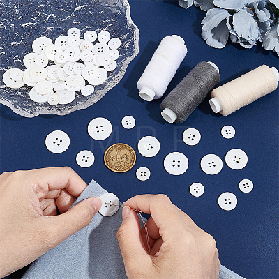  44Pcs 4 Style Natural Freshwater Shell Buttons BUTT-NB0001-68-1