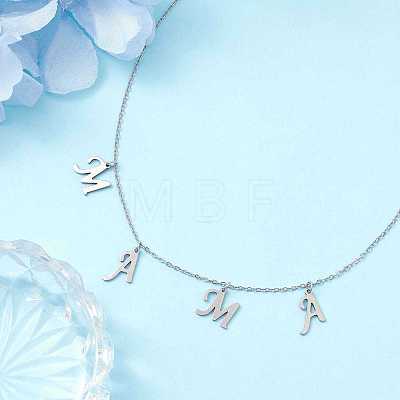 304 Stainless Steel Letter MAMA Pendant Necklace NJEW-JN04702-02-1