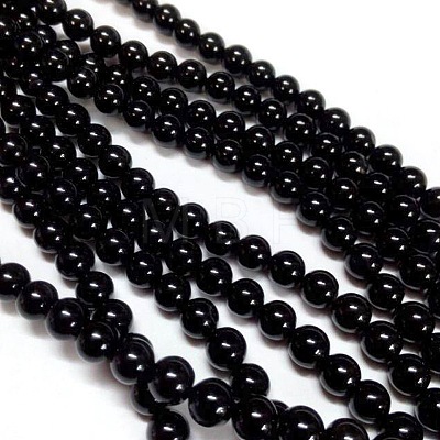 Natural Black Onyx Beads Strands G-H1567-8MM-1
