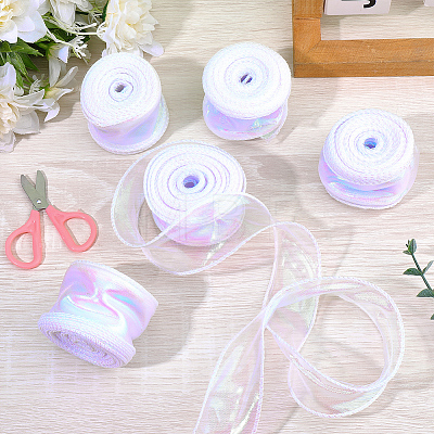 5Rolls Flat Rainbow Color Organza Ribbon OCOR-CY0003-29A-1
