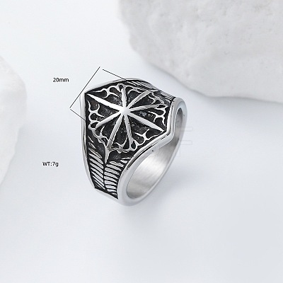 Eight-Point Star 304 Stainless Steel Finger Rings UT4019-5-1