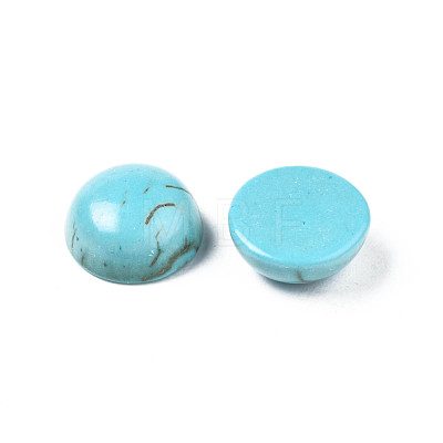 Craft Findings Dyed Synthetic Turquoise Gemstone Flat Back Dome Cabochons TURQ-S266-8mm-01-1