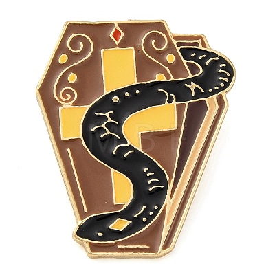 Gothic Black Snake Enamel Pins JEWB-S024-03B-1