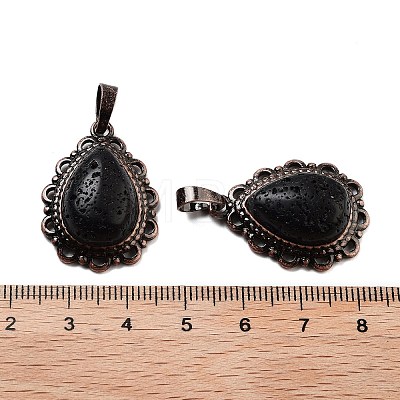 Natural Lava Rock Teardrop Pendants G-K363-01R-16-1