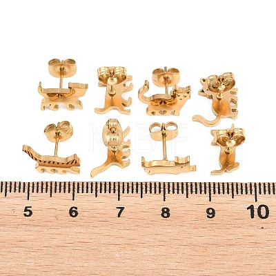 4 Pairs 304 Stainless Steel Stud Earrings EJEW-G469-02G-02-1