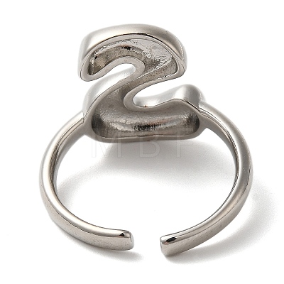 Initials Brass Open Cuff Ring for Women RJEW-N046-02S-P-1