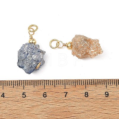 Electroplated Natural Druzy Agate Pendants PALLOY-JF05985-1