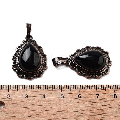 Natural Obsidian Teardrop Pendants G-K363-01R-19-1