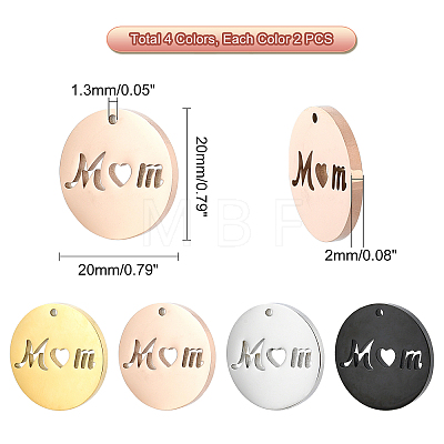   8Pcs 4 Colors Mother's Day Ion Plating(IP) 304 Stainless Steel Pendants STAS-PH0003-95-1