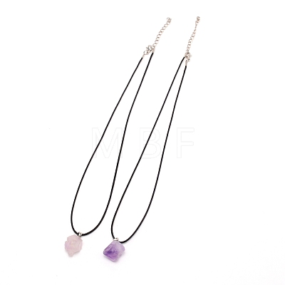 Nuggets Natural Amethyst Pendant Necklace NJEW-WH0002-08-1