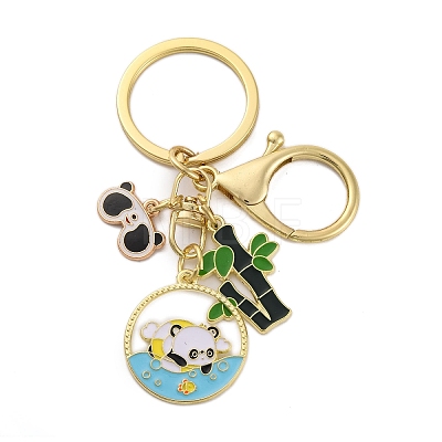 Rack Plating Panda Zinc Alloy Enamel Pendant Keychain KEYC-G064-01B-1