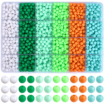 1440Pcs 6 Styles Opaque Acrylic Beads MACR-PA0001-78-1