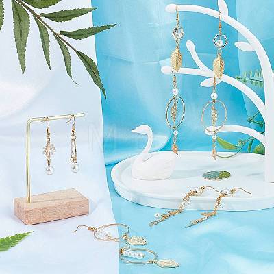 DIY Leaf & Pearl Dangle Earring Making Kits DIY-SC0016-50-1