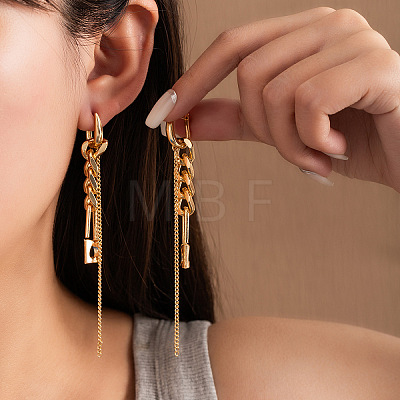 Zinc Alloy Curb Chain Hoop Earrings FS-WG7682E-01-1