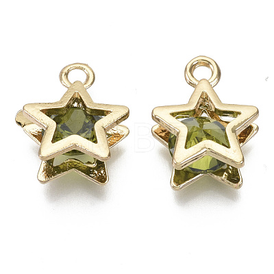 Brass Micro Cubic Zirconia Charms KK-N235-034D-1