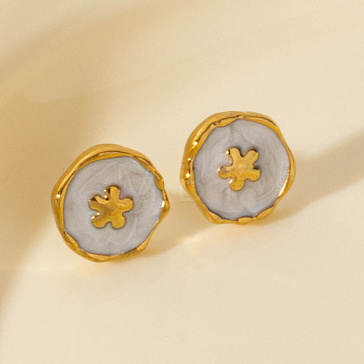 304 Stainless Steel Flower Stud Earrings IK8478-2-1