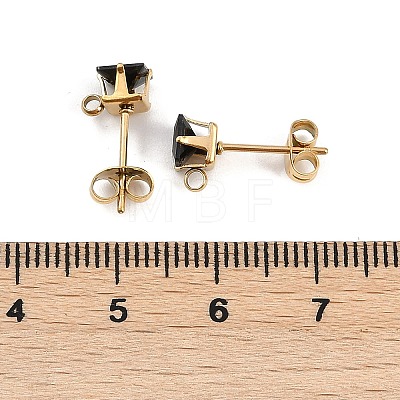 Ion Plating(IP) 304 Stainless Steel Cubic Zirconia Stud Earring Findings STAS-P373-06B-05-1