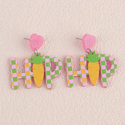 Easter Acrylic Glitter Powder Dangle Stud Earrings FS-WG58748-08-1
