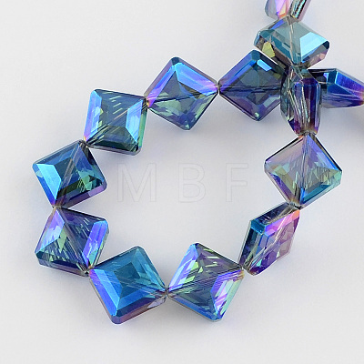 Transparent Electroplate Faceted Glass Beads Strands EGLA-S088-01-1