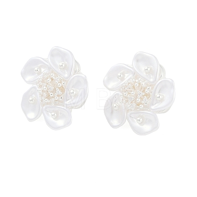 Flower Brass Stud Earring EJEW-L288-006S-1