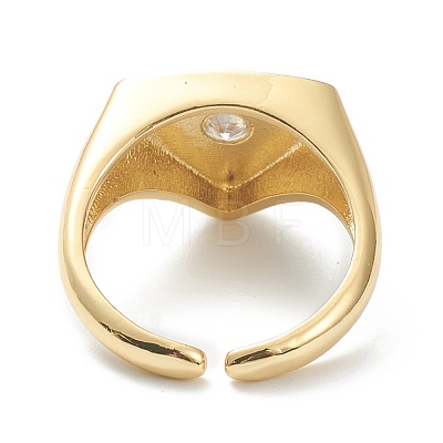 Brass Clear Cubic Zirconia Cuff Rings RJEW-B033-05-1